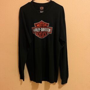Harley-Davidson Black Long Sleeve Tee with Orange Logo